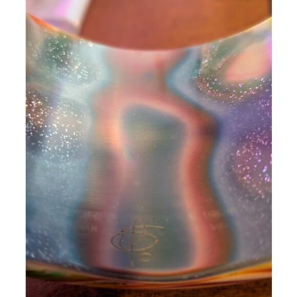 Carlos Sobral, Brazil, RARE! Signed Wide Rainbow Stripe Resin Bangle Bracelet - Picture 2 of 14